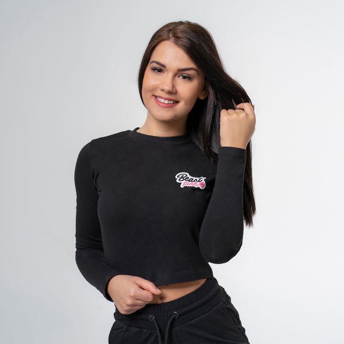 Majica Long Sleeve Croptop Black - BeastPink